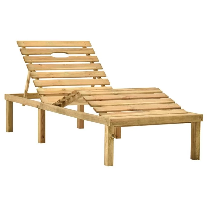 Chaise Longue De Jardin Avec Table Et Coussin Pin Imprégné 18 – Image 3