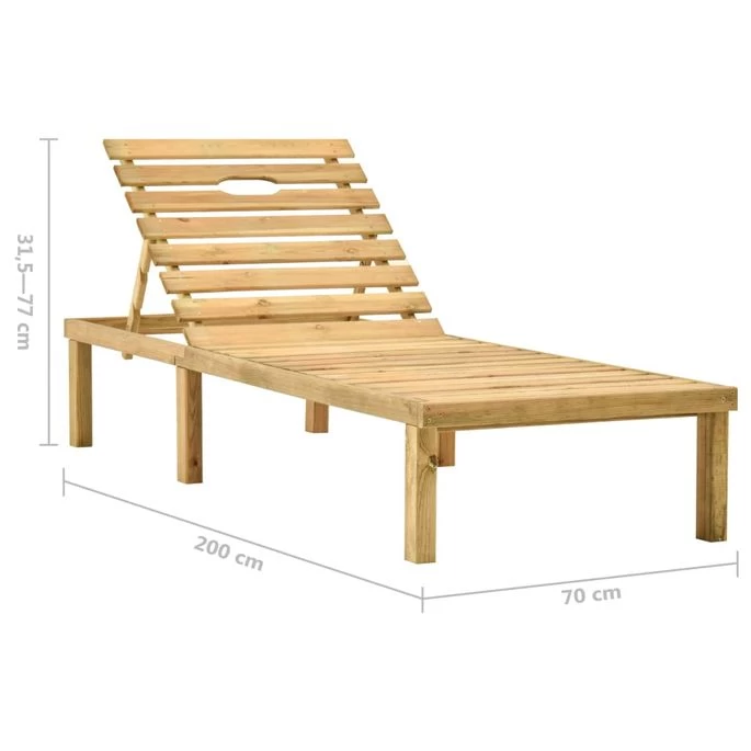 Chaise Longue De Jardin Avec Table Et Coussin Pin Imprégné 60 – Image 10