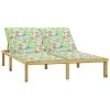 Chaise Longue Double Avec Coussins Motif Feuilles Pin Imprégné 2