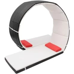 Chaise Longue Forme De Boucle Résine Tressée Noir