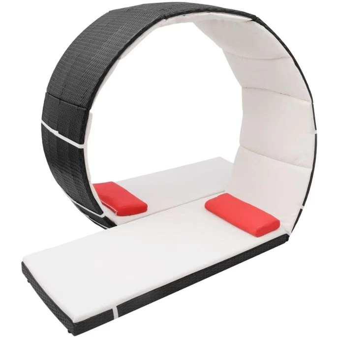 Chaise Longue Forme De Boucle Résine Tressée Noir