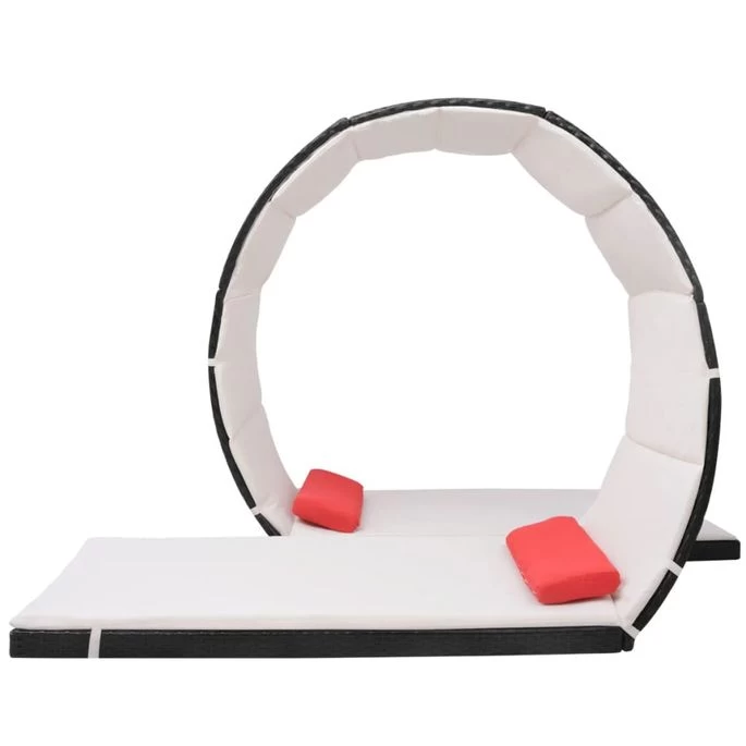 Chaise Longue Forme De Boucle Résine Tressée Noir – Image 2