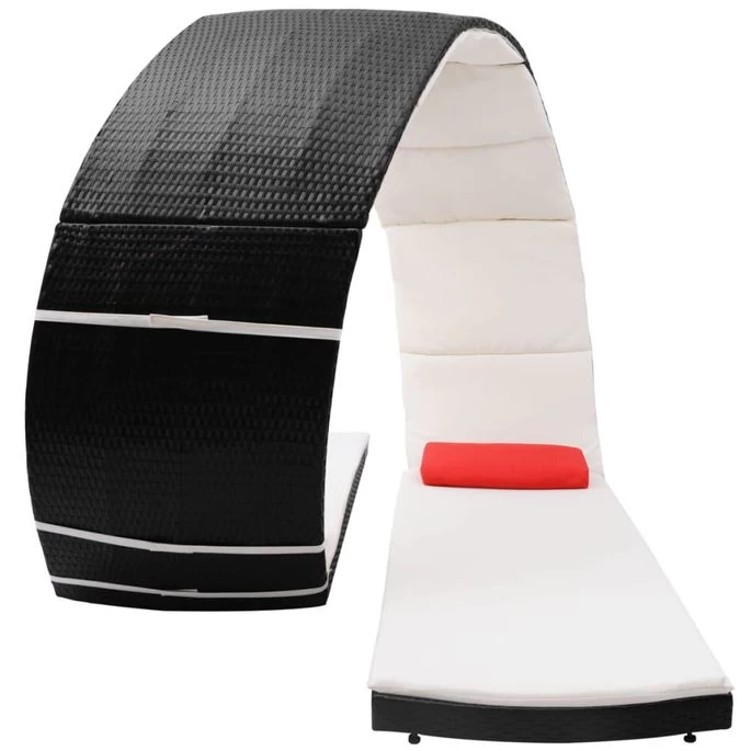 Chaise Longue Forme De Boucle Résine Tressée Noir – Image 3