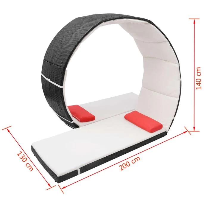 Chaise Longue Forme De Boucle Résine Tressée Noir – Image 4