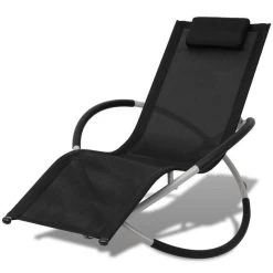 Chaise Longue Géométrique D'extérieur Acier Noir Et Gris