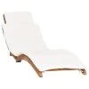 Chaise Longue Pliable Avec Coussin Blanc Crème Bois De Teck