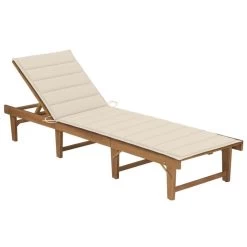 Chaise Longue Pliable Avec Coussin Bois D'acacia Solide 10