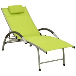 Chaise Longue Textilène Et Aluminium Vert 2