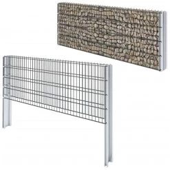 Clôture De Gabion 2D Acier Galvanisé 2,008x0,83m 6 M Total Gris