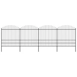 Clôture De Jardin à Dessus En Lance Acier (1,75-2)x6,8 M Noir