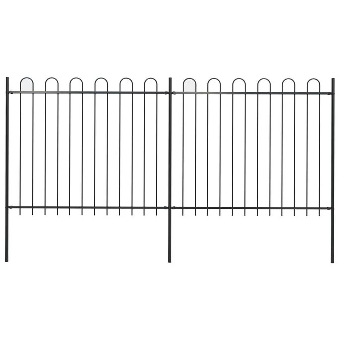 Clôture De Jardin Avec Dessus En Cerceau Acier 3,4 X 1,5 M Noir