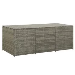 Coffre De Rangement Jardin Résine Tressée Grise Zamen 180 Cm
