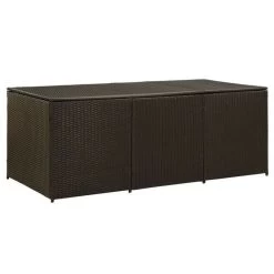 Coffre De Rangement Jardin Résine Tressée Marron Zamen 180 Cm