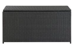 Coffre De Rangement Jardin Résine Tressée Noire Zamen 100 Cm