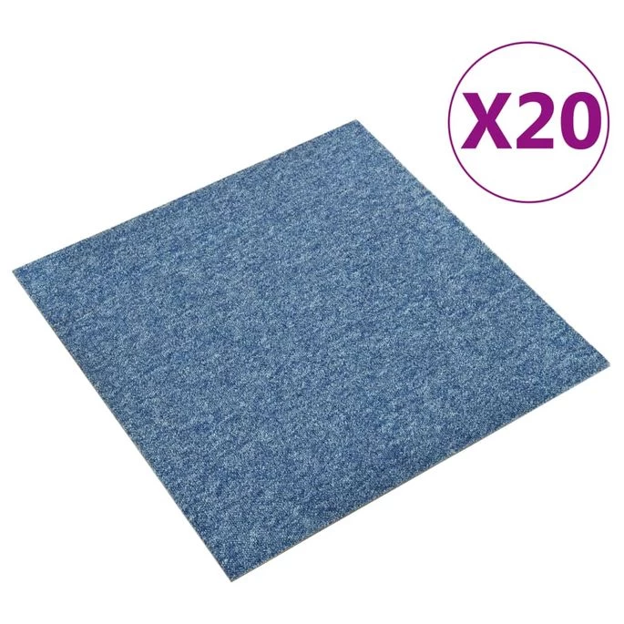 Dalles De Tapis De Sol 20 Pcs 5 M² 50x50 Cm Bleu