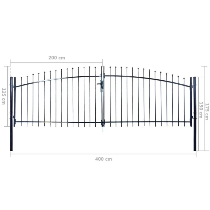 Double Portail Avec Haut Sous Forme De Lance 400 X 175 Cm – Image 6