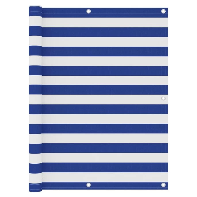 Écran De Balcon Blanc Et Bleu 120x600 Cm Tissu Oxford