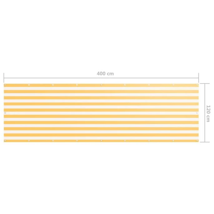 Écran De Balcon Blanc Et Jaune 120x400 Cm Tissu Oxford – Image 5