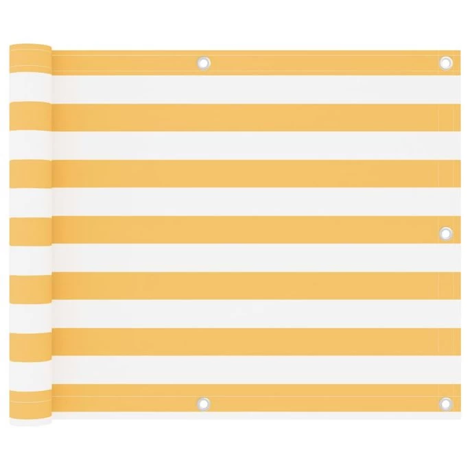 Écran De Balcon Blanc Et Jaune 75x300 Cm Tissu Oxford
