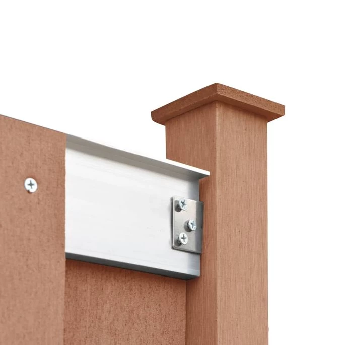 Ensemble De Clôture WPC 4 Carré + 1 Incliné 842 X 185 Cm Marron – Image 5