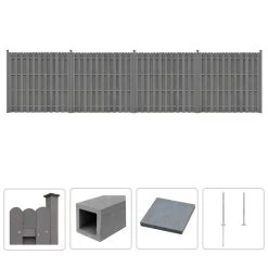 Ensemble De Clôture WPC 4 Carré 747 X 185 Cm Gris