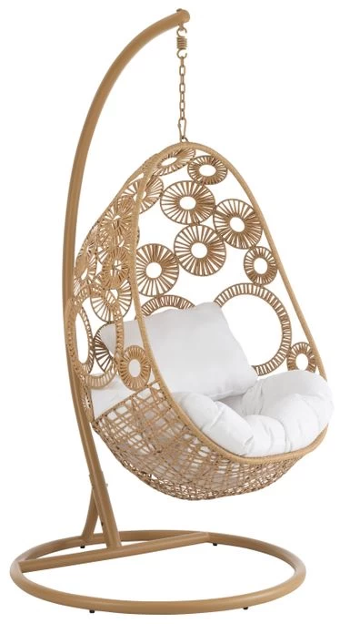 Fauteuil Suspendu Avec Coussins Aluminium Et Roseau Beige Ila