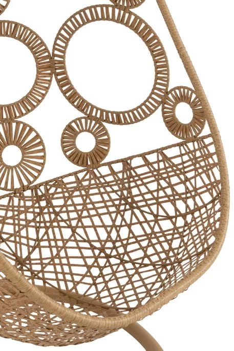 Fauteuil Suspendu Avec Coussins Aluminium Et Roseau Beige Ila – Image 7