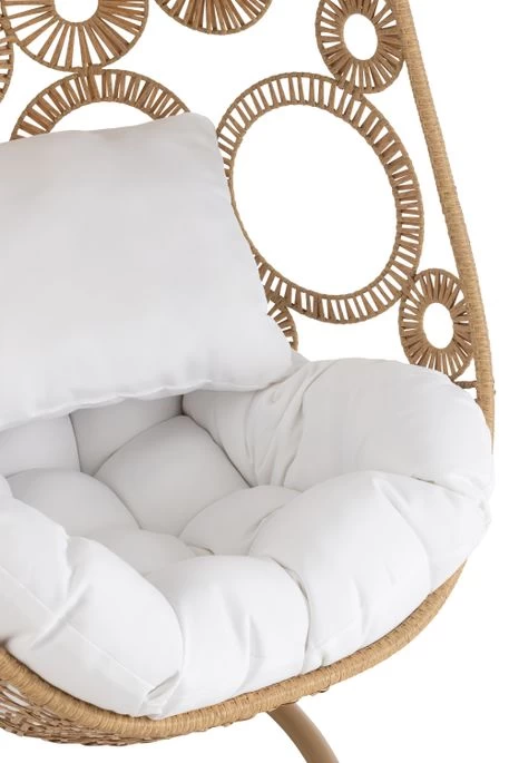 Fauteuil Suspendu Avec Coussins Aluminium Et Roseau Beige Ila – Image 8