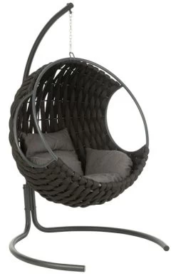 Fauteuil Suspendu Avec Coussins Métal Noir Vega