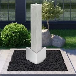 Fontaine De Jardin Argenté 37,7x32,6x110 Cm Acier Inoxydable