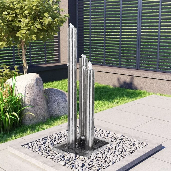 Fontaine De Jardin Argenté 48x34x123 Cm Acier Inoxydable