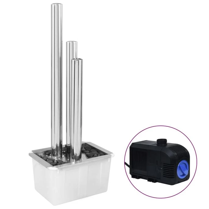 Fontaine De Jardin Argenté 48x34x123 Cm Acier Inoxydable – Image 2