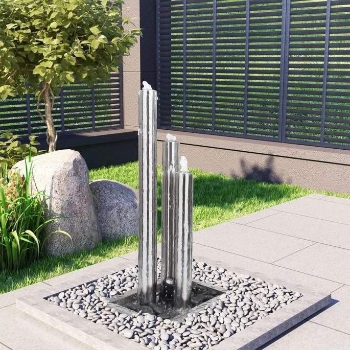 Fontaine De Jardin Argenté 48x34x88 Cm Acier Inoxydable
