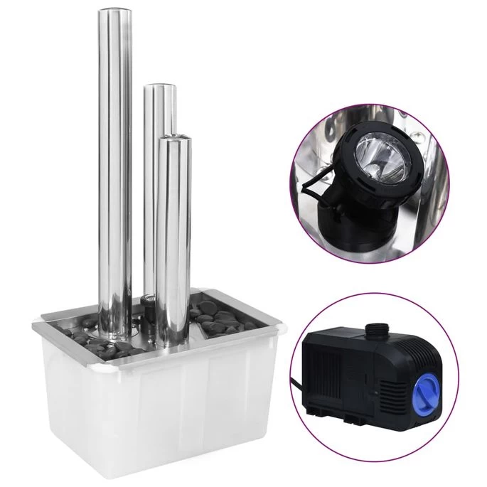 Fontaine De Jardin Argenté 48x34x88 Cm Acier Inoxydable – Image 2