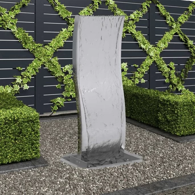 Fontaine De Jardin Avec Pompe Acier Inoxydable 90 Cm Courbé