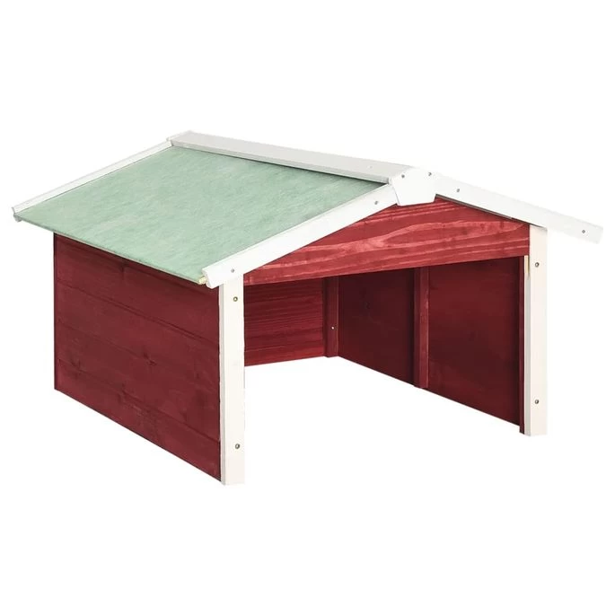 Garage De Tondeuse à Gazon 72x87x50 Cm Rouge Et Blanc Sapin – Image 2