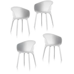 IDEA Lot De 4 Chaises De Jardin - Diva - Blanche