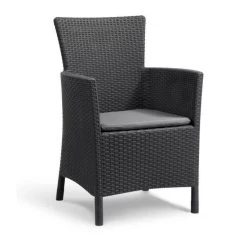 IOWA Fauteuil De Jardin Aspect Rotin Tressé Gris