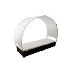 Lit De Jardin En Résine Tressée Noir Avec Parasol