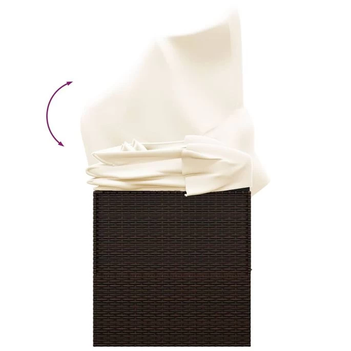 Lit De Salon D'extérieur Toit Et Coussins Marron Résine Tressée – Image 7