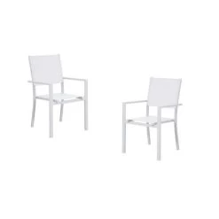 Lot De 2 Fauteuils A Manger De Jardin - Aluminium - 54 X 57 X 88 Cm