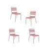 Lot De 4 Chaises De Jardin - Acier - Rose