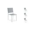 Lot De 4 Chaises Empilables - Aluminium Et Textilene - Blanc Et Gris