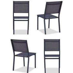 Lot De 4 Fauteuils A Manger De Jardin - Aluminium - 54 X 57 X 88 Cm