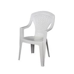 Lot De 4 Fauteuils De Jardin Monobloc Empilable Capri - 56 X 58 X 90 Cm - Blanc