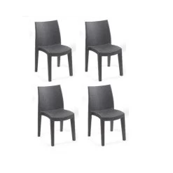 Lots De 4 Chaises LADY Empilable, Aspect Résine Tressée