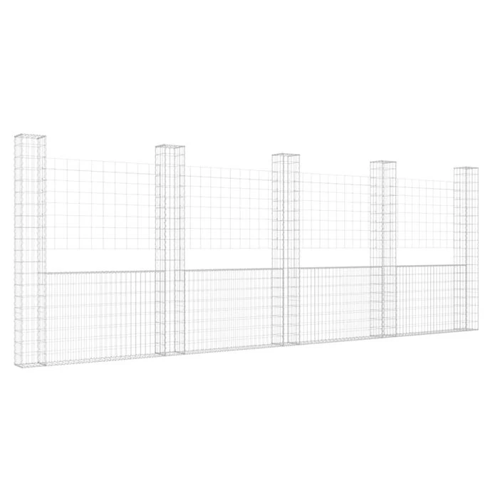 Panier De Gabion En Forme De U Avec 5 Poteaux Fer 500x20x200 Cm – Image 2