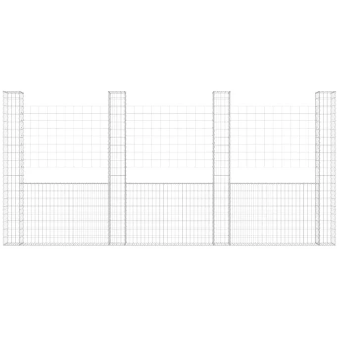 Panier De Gabion En Forme De U Avec 5 Poteaux Fer 500x20x200 Cm – Image 3