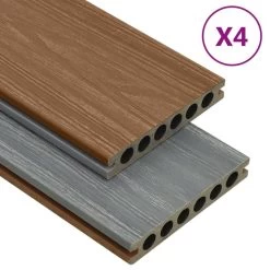 Panneaux De Terrasse Et Accessoires WPC Marron/gris 10 M² 4 M