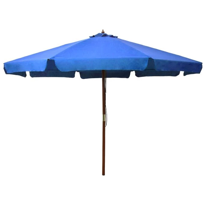 Parasol Avec Mât En Bois 330 Cm Bleu Azuré